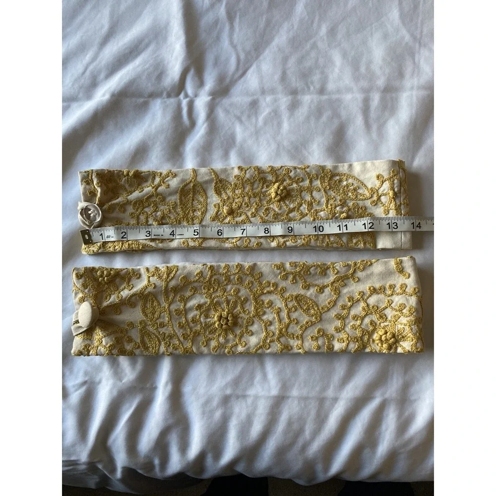 Pottery Barn Curtain Tie Back Embroidered Yellow & Khaki